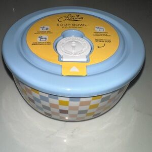 Colorful Checkerboard print soup bowl NEW